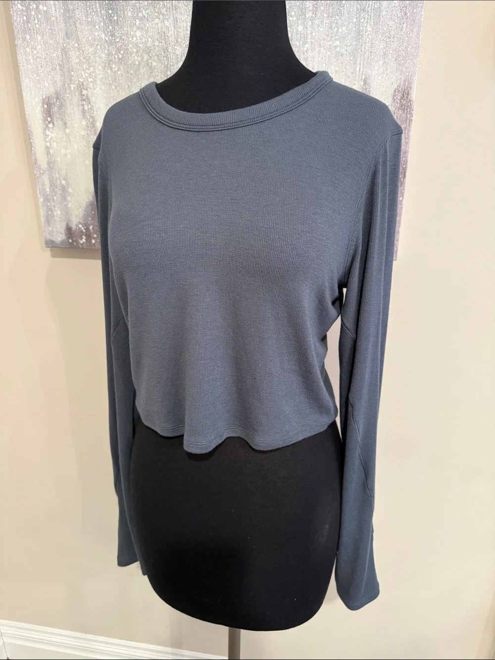 Lululemon Cropped Long-Sleeve Ribbed Tee - Slate Blue size 12